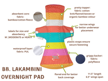 Load image into Gallery viewer, Bb. Lakambini Reusable Menstrual Pads |  Incontinence Pads | Made of Cotton and Bamboo | Waterproof | Pretty Prints | Overnight Pad 11&quot; | Heavy and Super Heavy
