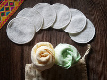 Load image into Gallery viewer, Binibining Lakambini Reusable and Washable Facial Cotton Rounds | Makeup Remover | 3&quot; diameter | Made of Bamboo Terry | Bundle of 6 and 12 | Off-white Cotton Mesh Bag | Reusable Laundry Bag
